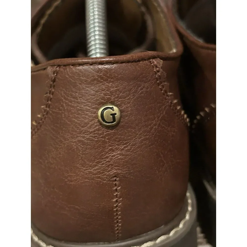 GUESS Jakey Men's Classic Brown Leather Derby Oxford Lace Up Size‎ 10 Shoes